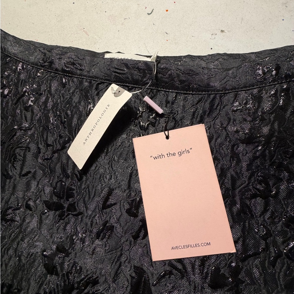 NWT Avec Les Filles With The Girls Black Textured Ruffle Mini  Skirt Sz XL - Picture 11 of 12